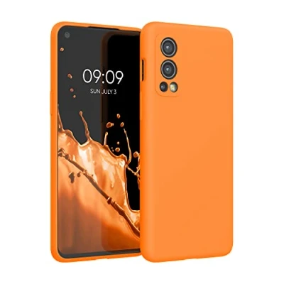 Afbeelding van kwmobile telefoonhoesje geschikt voor OnePlus Nord 2 5G Hoesje met siliconen coating Smartphone case in fruitig oranje