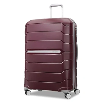 Afbeelding van Samsonite Freeform Hardside uitbreidbaar met dubbele spinnerwielen, Merlot, Checked Medium 24 Inch, spinnerwielen