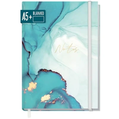Afbeelding van Paper&amp;you® notitieboek, A5+, blanco, met elastiek, smaragd goud, 156 pagina&#039;s, 78 vellen, als bullet journal, schetsboek, dagboek, duurzaam en klimaatvriendelijk