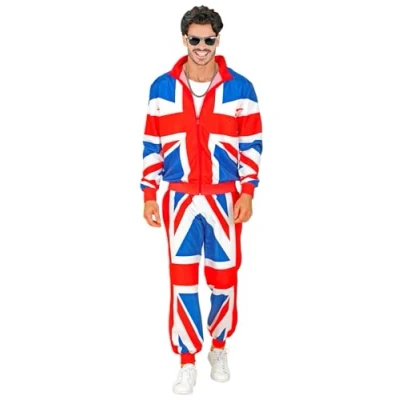 Afbeelding van Widmann Landen Thema Kostuum Union Jack Star Team Retro Trainingspak Rood / Wit Blauw Large Carnavalskleding Verkleedkleding