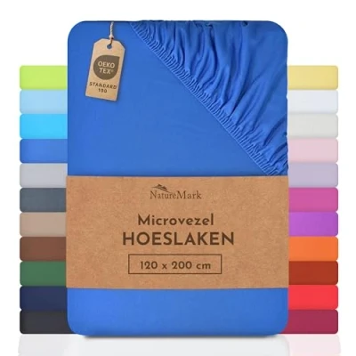 Afbeelding van NatureMark speciale aanbieding!!! Microvezel SPANNBETTLAKEN voor een prijs! vele maten en kleuren merkartikelen (120x200 cm, koningsblauw)