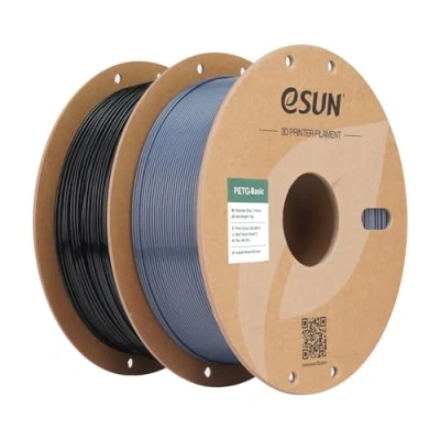 Afbeelding van eSUN PETG filament 1.75mm, Basic met hoge sterktegraad, 1KG spoel (2.2 LBS) 3D print voor printers (Zwart + Grijs, 2KG)