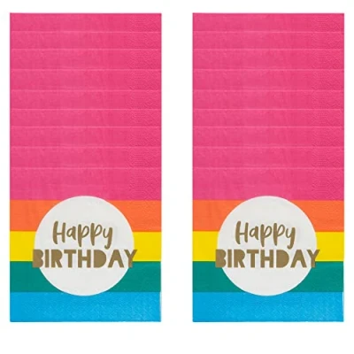 Afbeelding van Talking Tables Happy Birthday servetten Rainbow Party Supplies voor kinderen, volwassenen, 16 x papieren