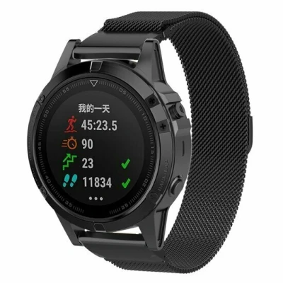 Afbeelding van Milanese bandje Zwart Garmin Fenix 8 47mm RVS