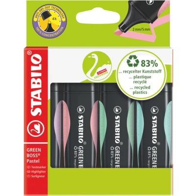 Afbeelding van Markeerstift STABILO GREEN BOSS 6070/4 pastel assorti etui à 4 stuks