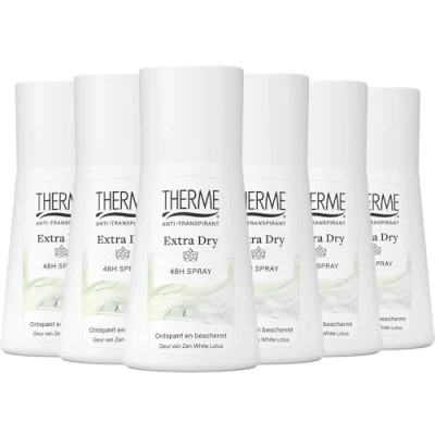 Afbeelding van 6x Therme Anti Transpirant Extra Dry Zen White Lotus Spray 75 ml