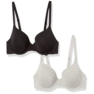 Afbeelding van Amazon Essentials Beha voor dames met beugel, set van 2 stuks, zwart/grijs gemêleerd, 30A