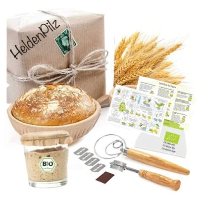 Afbeelding van Verse biologische zuurdesem tarwe aanmaakgoederen! Set voor het bakken van brood natuurlijk knapperig zelf maken incl. recept handleiding (tarwe set)