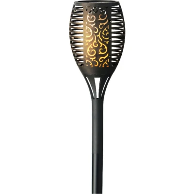 Afbeelding van Horror decoratie solar LED vlam tuinfakkel zwart 61 cm Feestdecoratievoorwerp