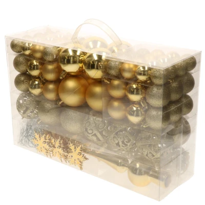 Afbeelding van Bellatio decorations Kerstballen set 110 stuks goud kunststof