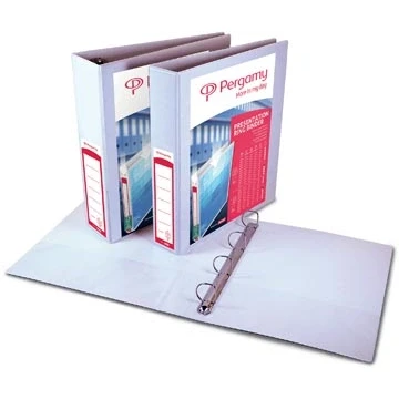 Afbeelding van Pergamy personaliseerbare ringmap, ft A4, 2 pochettes, insteektassen, 4 D ringen van 20 mm, wit ringmap