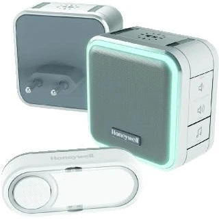 Afbeelding van Honeywell draadloze plug in deurbel met slaapstand nachtlicht en drukknop wit dc515sp2l