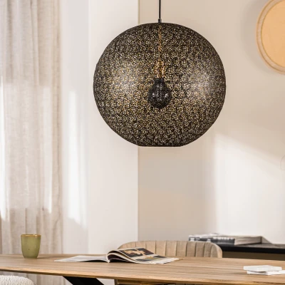 Afbeelding van Vurna Joanne hanglamp zwart Staal rond 50cm