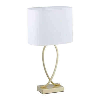 Afbeelding van Relaxdays tafellamp modern witte kap woonkamerlamp E27 bureaulamp metaal