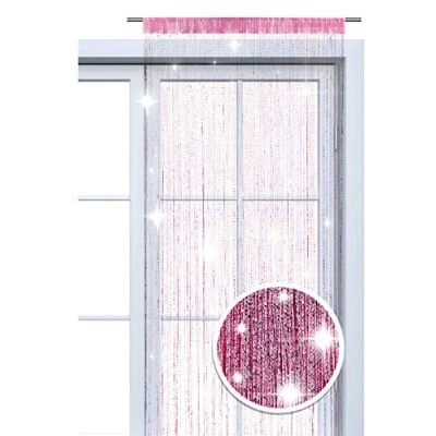 Afbeelding van wometo Draadgordijn glittergordijn oekoTex 90x245 roze zilver glanzende decoratieve sjaal transparant semi Kerstmis (roze zilver)