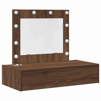 Afbeelding van vidaXL Bruin eiken Hout en glas 83 x 40 70 cm Kaptafel Rechthoekig