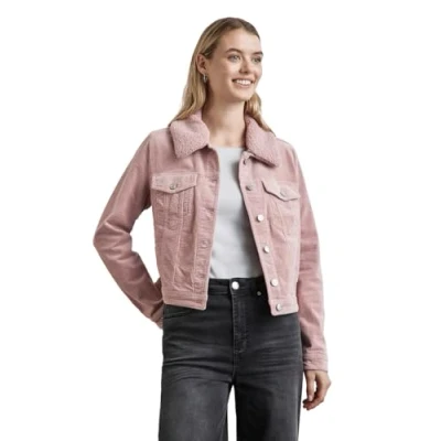 Afbeelding van Street One Corduroy jas voor dames met teddy kraag, Dusty Petal Rose, 44