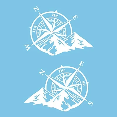 Afbeelding van Autodomy Kompas Windroos Stickers Kompasroos van de Winden voor Caravan, Auto e Motor Sticker 4x4 off Road Buiten (Wit, 27x20cm)