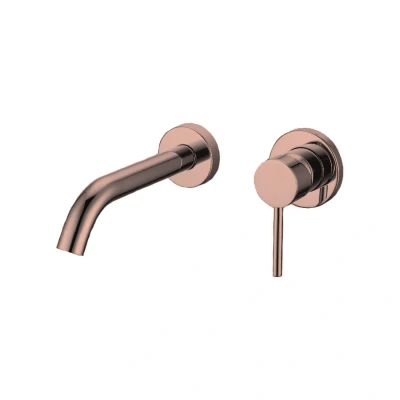 Afbeelding van Best Design Lyon wandmengkraan inbouw uitl. 20 cm rosé mat goud