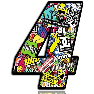 Afbeelding van Biomar Labs® Startnummer Nummers Auto Moto Vinyl Sticker Bomb Stickerbomb Motorcross Motorsport Racing Nummer Tuning 4, N 204