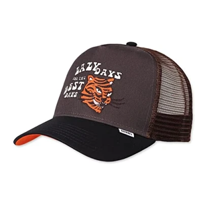 Afbeelding van Djinns Lazy Tiger (houtskool) Trucker Cap Mesh Hat Caps, zwart