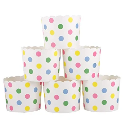 Afbeelding van Webake 50 stuks cupcake vorm papier muffin cups papieren bakvormen in bonte stippen voor