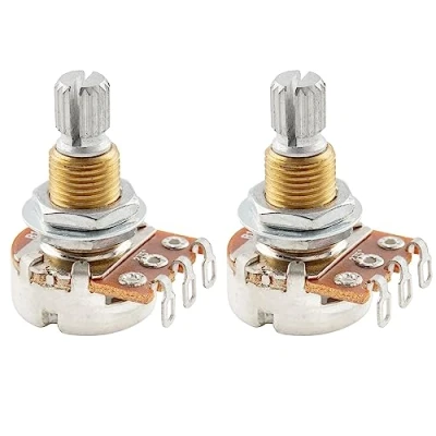 Afbeelding van Musiclily Pro Messing Schroefdraad Mini Metric Split Shaft B1 Meg Lineaire Potmeter voor Elektrische Gitaar en Basgitaar (2 Stuks)