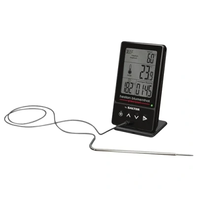 Afbeelding van Heston Blumenthal Precision by Salter 540A HBBKCR Premium 5 in 1 Digital Thermometer, BBQ, Roasting, Deep Frying, Grilling, Jams, Dual Sensors Measure Food/Oven Temp, Pre Programmed, Accuracy to 0.1C