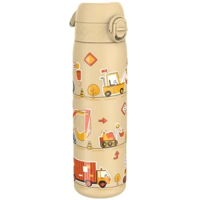 Afbeelding van ION8 Lichtgewicht Stalen Waterfles, 600 ml/20 oz, Zonder Isolatie, Lekvrij, Makkelijk te Openen, Veilige Vergrendeling, Vaatwasserbestendig, Hygiënische Flipcover, Draaggreep, Duurzaam,Bouwmachines