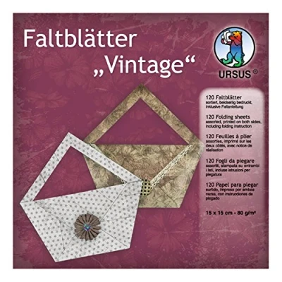 Afbeelding van Ursus 3275599 vouwbladen vintage, ca. 15 x cm, 80 g/m², gesorteerd in 10 ontwerpen, 120 vellen