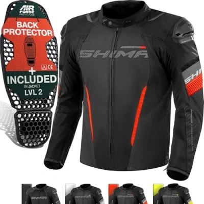 Afbeelding van SHIMA Solid 2.0 waterdichte motorfiets textiel jas, zwart rood, afmeting L voor man