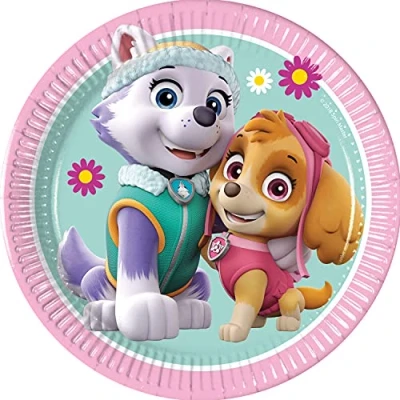 Afbeelding van Procos 93492 Paw Patrol Skye en Everest, partyborden, maat 20 cm, 8 stuks, wegwerpborden van papier, kinderverjaardag, feestservies, FSC® Mix