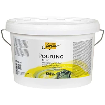 Afbeelding van KREUL 87215 Solo Goya Pouring Fluid, emmer van 2500 ml, vloeibaar acrylmedium voor giet en vloeitechnieken, op waterbasis, optimaliseert het vloeigedrag acrylverf.