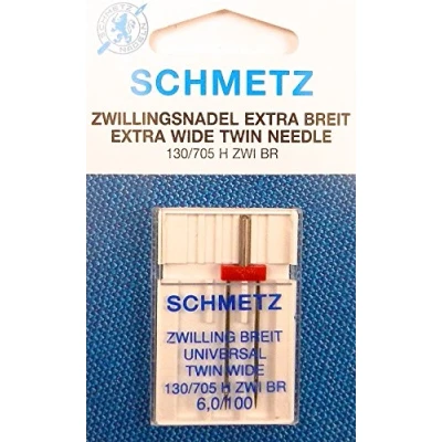 Afbeelding van SCHMETZ 1 universele dubbele naald (extra breed) 130/705 platte kolf St. 6,0/100