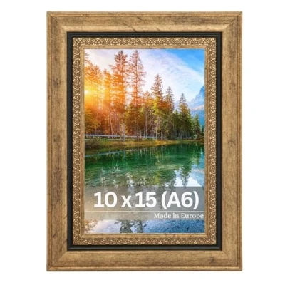 Afbeelding van Victor Fotolijst &quot;Boho&quot; Goud in 10x15 cm Staaf: 30x16mm Vintage Decoratief Rustiek A6 Landhuis