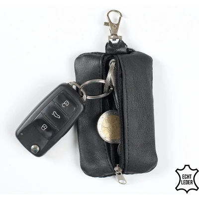 Afbeelding van Bagwise Sleuteletui Sleuteltasje Sleutelhanger Sleutelring Keyring holder Echt Leder Zwart