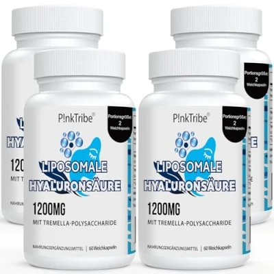 Afbeelding van Liposomale Hyaluronzuur Capsules Hooggedoseerd met 1000 mg Hyaluron, Hoogmoleculair (500 700 kDa), Vrij van Toevoegingen, 60 Stuk (Verpakking 4)