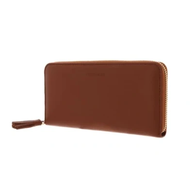 Afbeelding van COCCINELLE Leren Portemonnee Tassel Zip Around Wallet Caramel Bruine