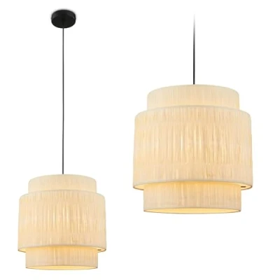 Afbeelding van Briloner Papper hanglamp, 1 lamp, natuurlijke kleur, raffia, E27
