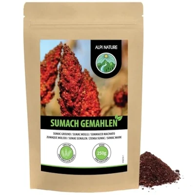 Afbeelding van Sumakpoeder (250g), gemalen sumak, sumakkruid, azijnboomkruid, zacht gedroogd en gemalen, sumac poeder natuurlijk, veganistisch, oosters kruid