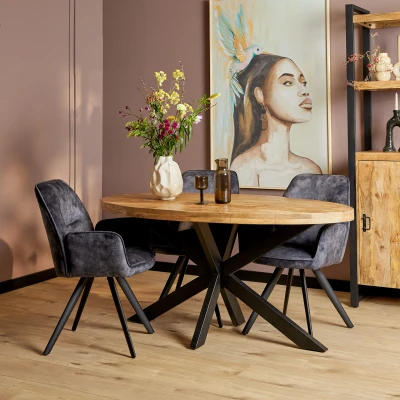 Afbeelding van Eetkamertafel Denver Ovaal Mangohout 180 cm Meerdere afmetingen beschikbaar