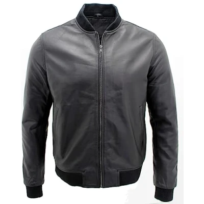 Afbeelding van Infinity Varsity retro bomberjack voor heren, 100% nappaleer, Zwart, 5XL