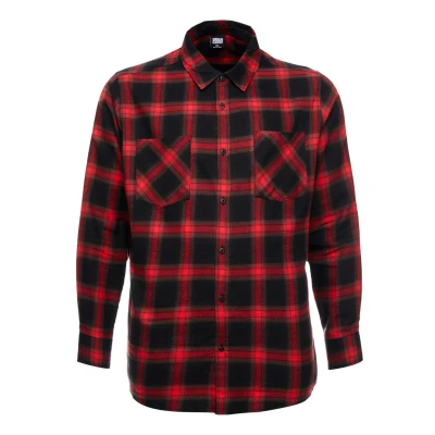 Afbeelding van Urban Classics Checked Flanell Shirt 6 Overhemd, Heren, Maat: Large, Black/red