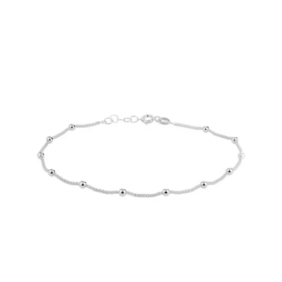 Afbeelding van YO&amp;NO Enkelbandjes Zilver Bolletjes Getordeerd 26cm Sieraden Vrouw Gerhodineerd 925