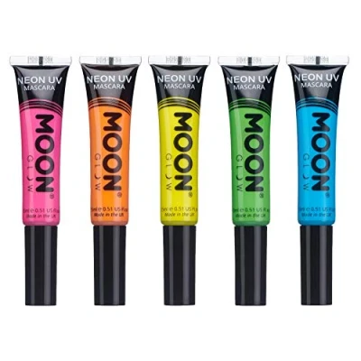 Afbeelding van Moon Glow Neon UV mascara, lichtgevende neonkleur, verlicht onder verlichting, neonmake up (oranje, blauw, groen, roze, 15 ml (verpakking van 5 stuks)