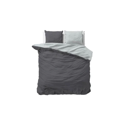 Afbeelding van Dekbedovertrek Twin Face Lits Jumeaux (240x220 cm) Grijs &amp; Antraciet Microvezel Dessin: Effen, Hotellinnen Zensation Dekbed Discounter.nl