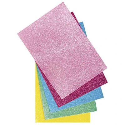 Afbeelding van Rayher 5396000 glittervilt, 5 platen, op kleur gesorteerd (roze, turquoise, meigroen, zonnegeel), 21 x 30 01 cm, 100% polyester