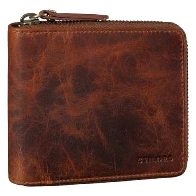 Afbeelding van STILORD &#039;Amy&#039; RFID Portemonnee voor Dames Leer Grote Vintage Wallet Vrouwen Leren met Muntvaak Beursje in Geschenkdoos Echt Leer, Kleur:prestige bruin
