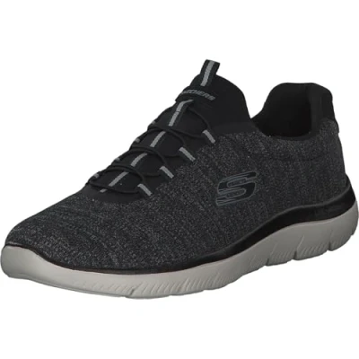 Afbeelding van Skechers Track Syntac Sneaker voor heren, Zwart lederen mesh zwarte rand, 43 EU