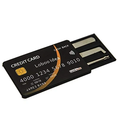 Afbeelding van Loboo Idea Creditcard Lock Picking Tool Kit, Slotenmaker Gereedschap Pick voor training, Beginner, (Zwart)
